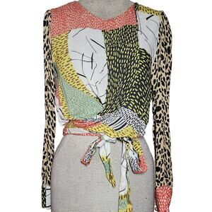 Multicolor Wrap Blouse Size XS